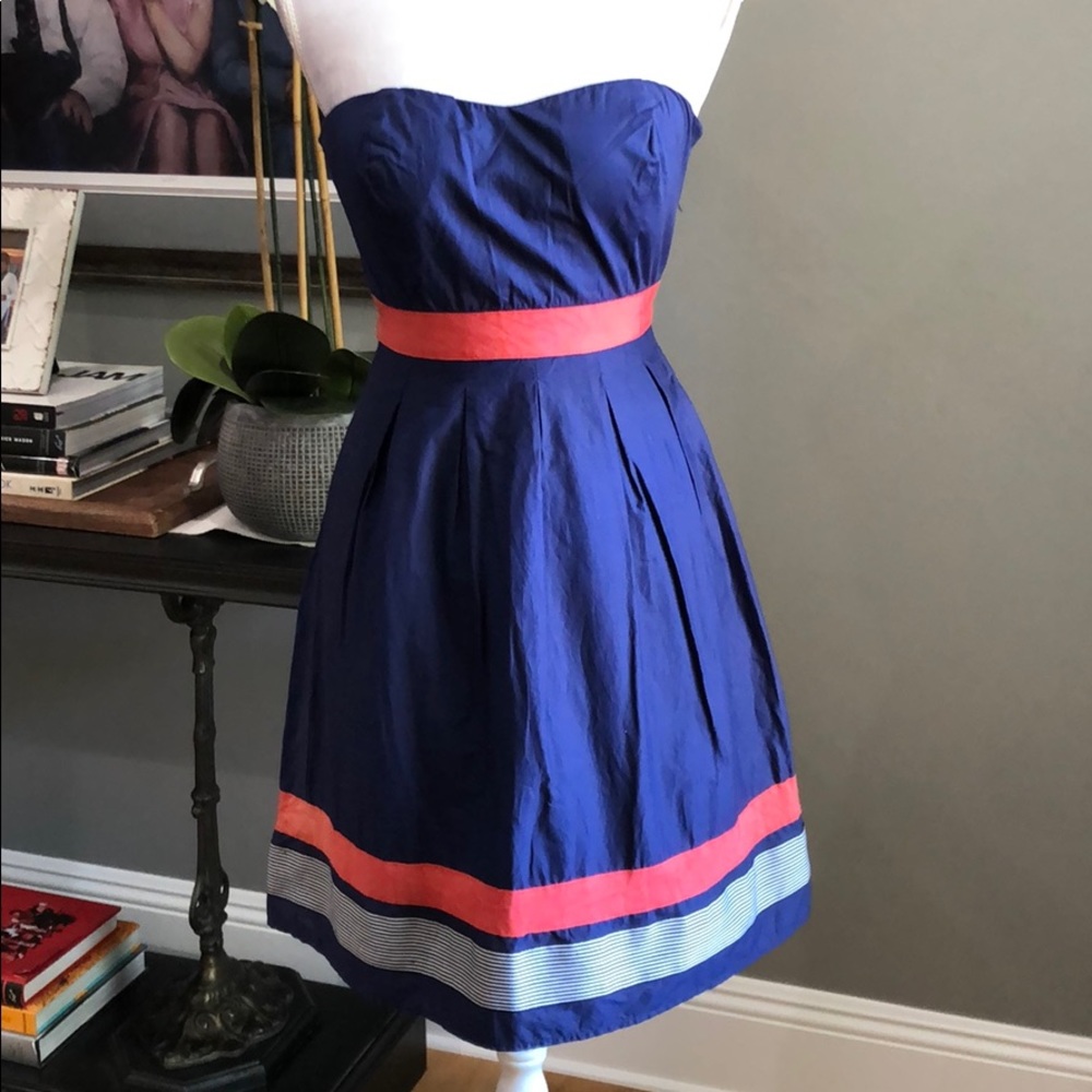 Francesca's Strapless Fit & Flare Dress Navy Small - Picture 1 of 8